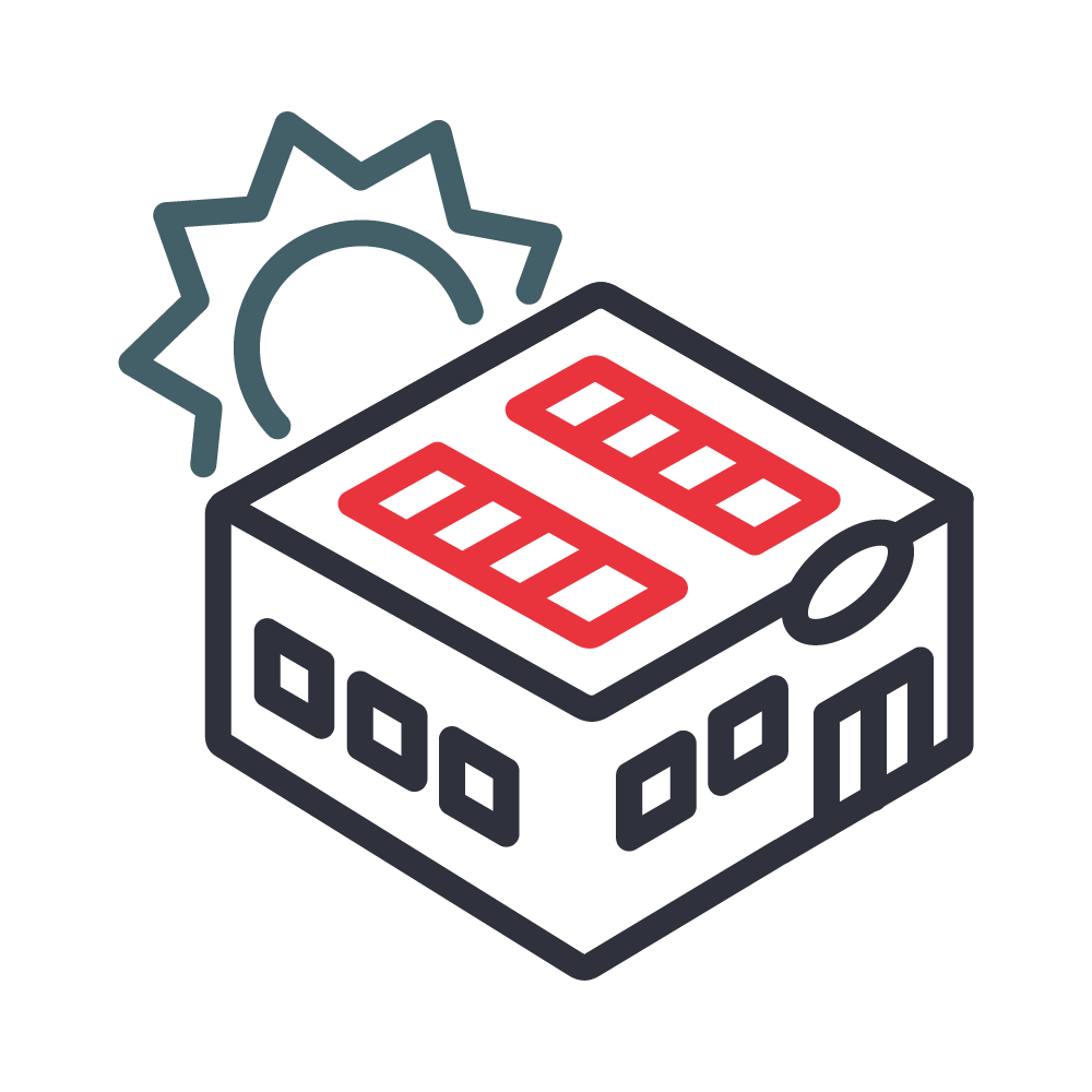 This is a stylized icon depicting a calendar with a sun and cloud design, possibly indicating weather or outdoor events. It uses a limited color palette.