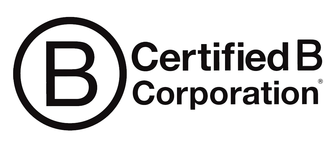 The image displays the logo of "Certified B Corporation," featuring a bold letter 'B' inside a circle, followed by the text of the organization's name.