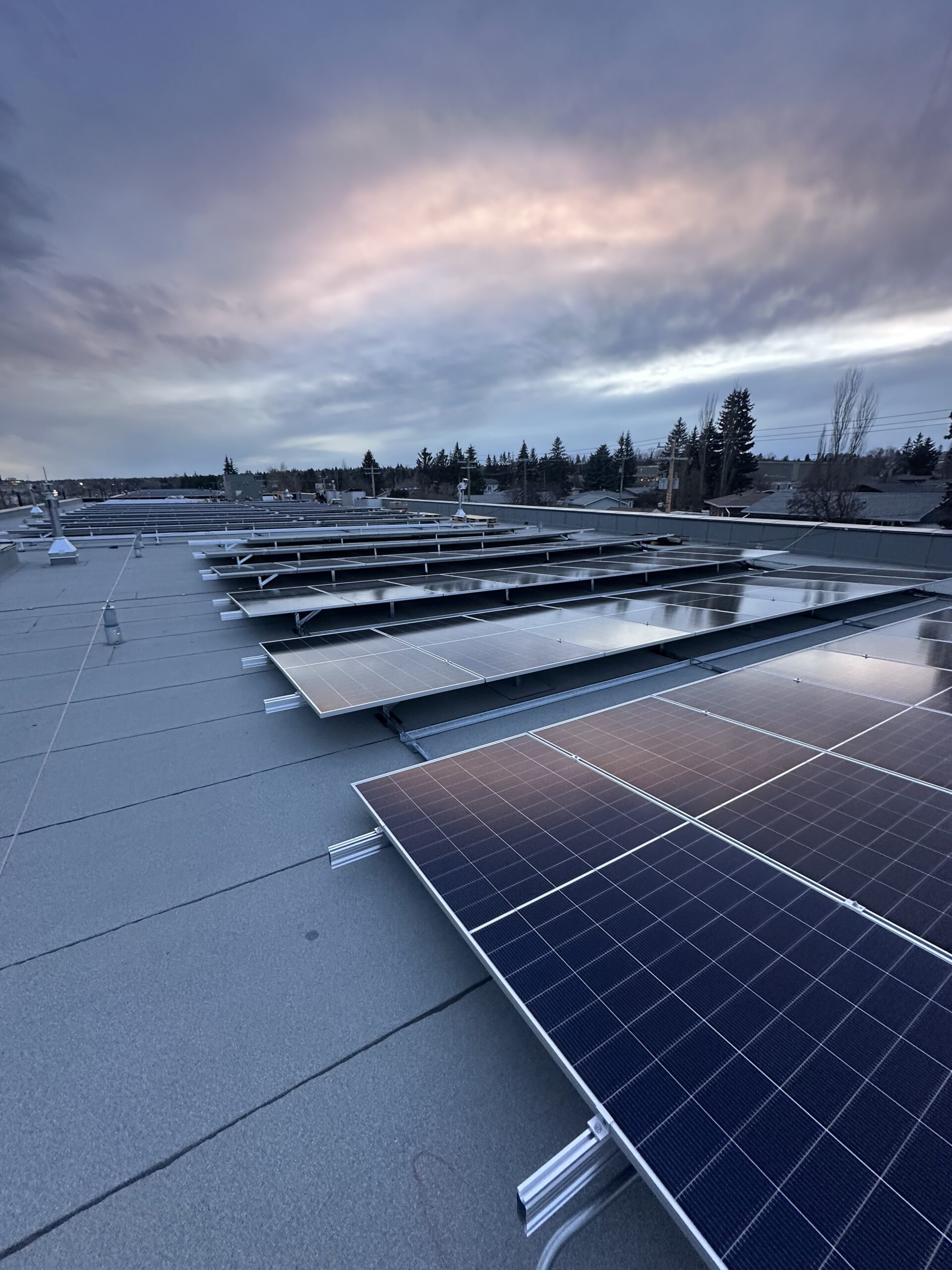 230 kW DC commercial solar array at Haysboro LRT station in Calgary, designed for high-yield renewable energy production.